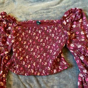 Off the shoulder long sleeve shirt